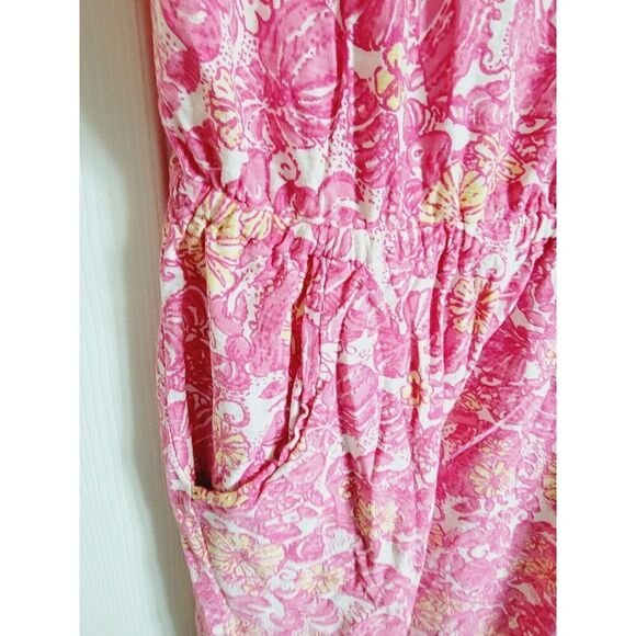Lilly Pulitzer L Kori Dress Sun Dress  Pink Yellow Fish Sealife Pockets *Defect* - Picture 5 of 7